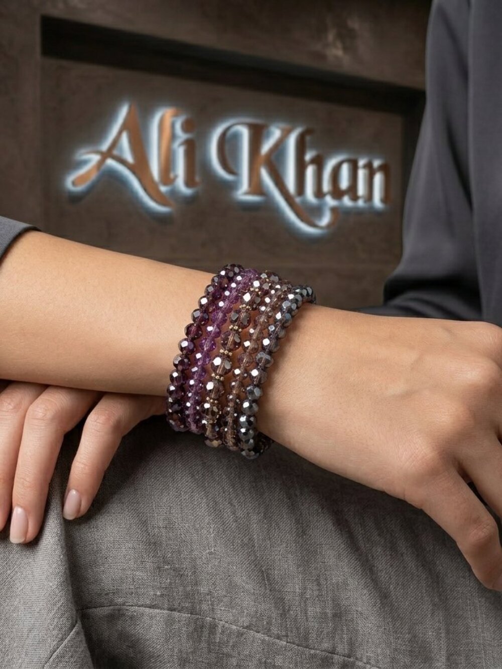2 for $30 Ali Khan crystal 5 row gold tone and silver tone wrap coil bracelet - Picture 2 of 10